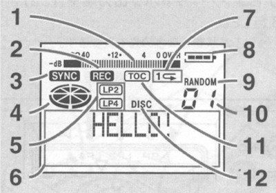 Illustration of the main unit's display, from the user's manual