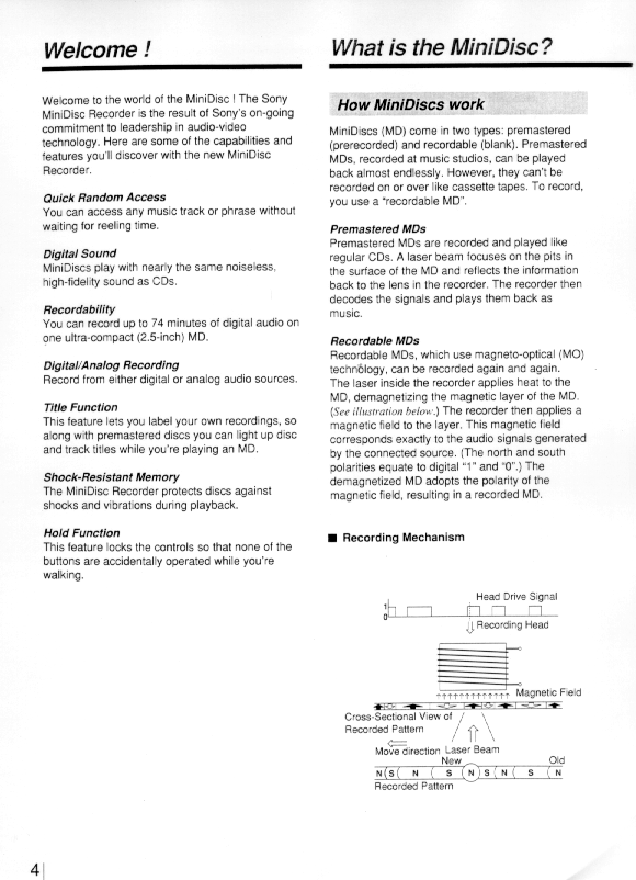 MDCP: Sony MZ-1 User Operation Manual, page 4