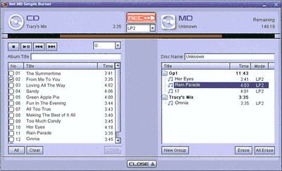 Net MD Simple Burner Quick Rip CD Dubbing Application